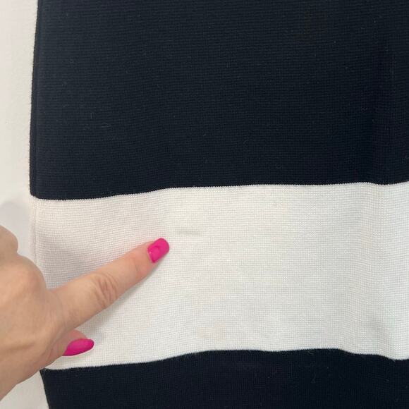 Club Monaco Milano Strapless Maxi Dress Bodycon Cocktail Black White Stripe Sz S - Picture 3 of 11